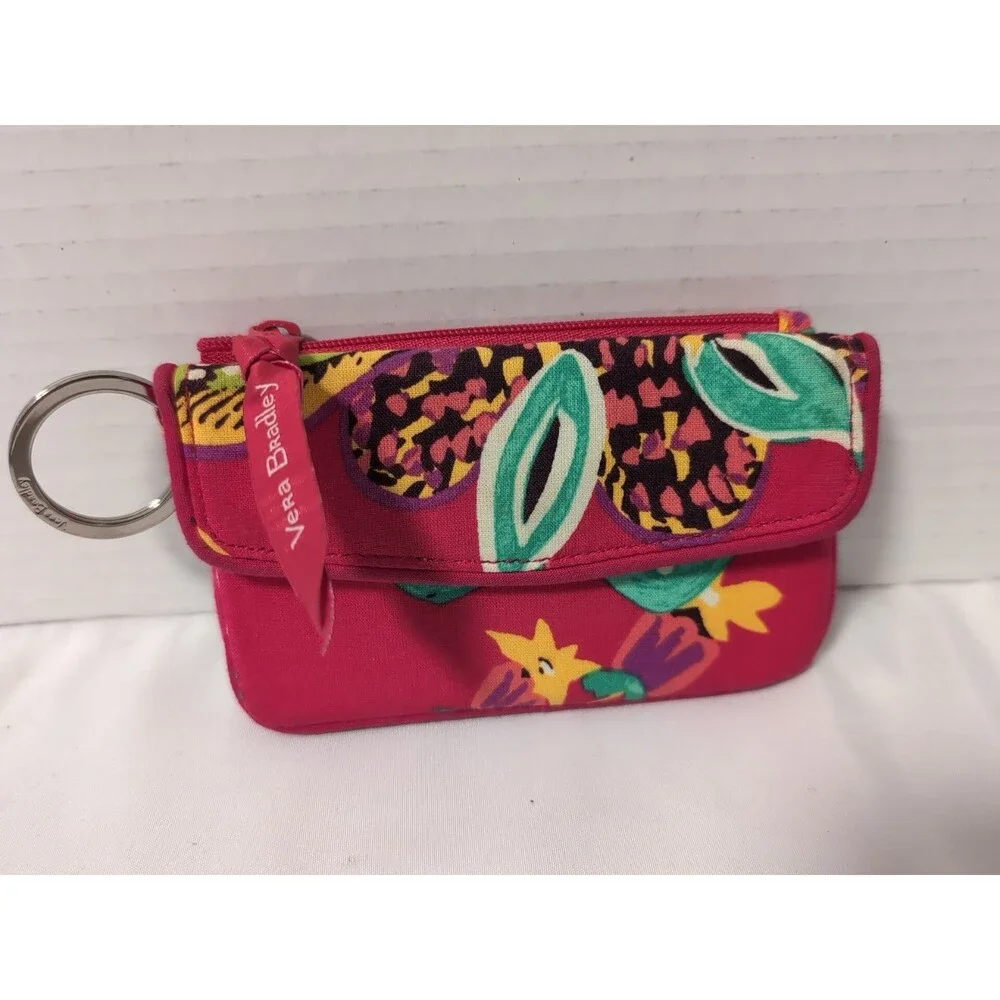 VERA BRADLEY Lot of 2 KEYCHAIN ID CARD HOLDER PURPLE RED - Picture 3 of 16